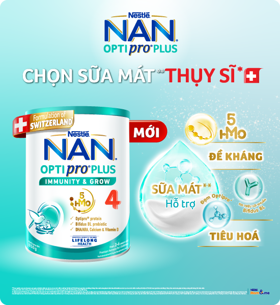 NAN OPTIPRO PLUS 4 CÔNG THỨC TỪ THỤY SĨ VỚI 5HMO